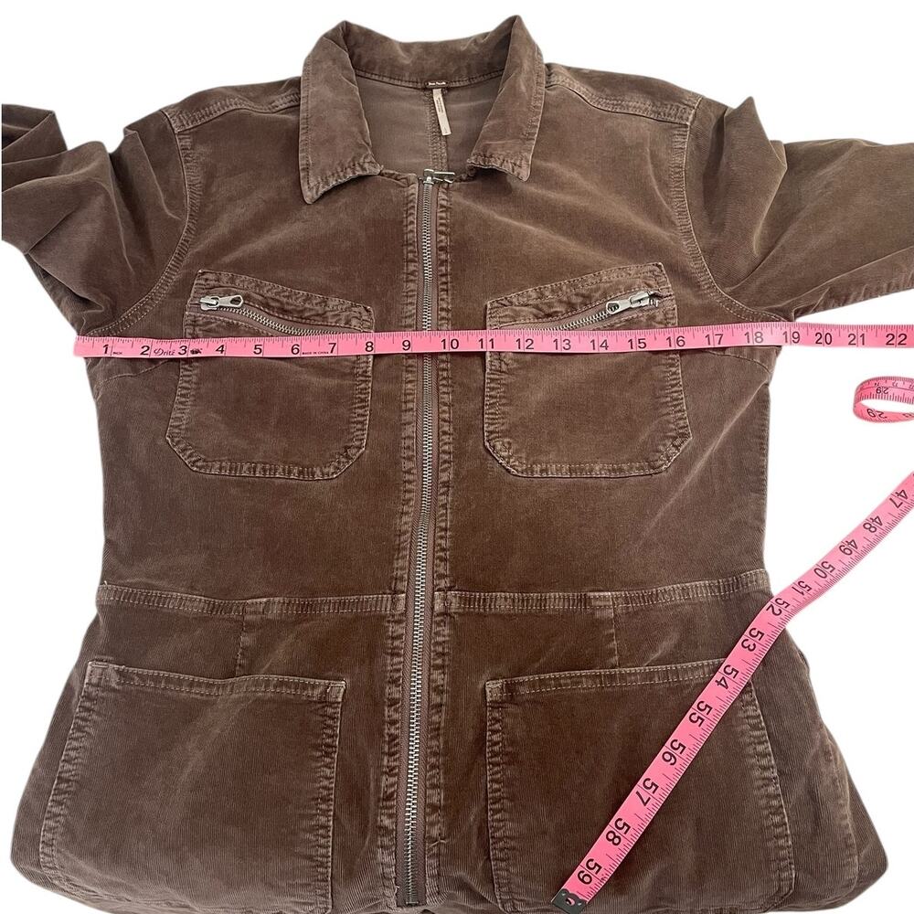Free People Corduroy Long Sleeve Coverall Jumpsuit Brown Large Utilitarian Retro - Picture 5 of 12